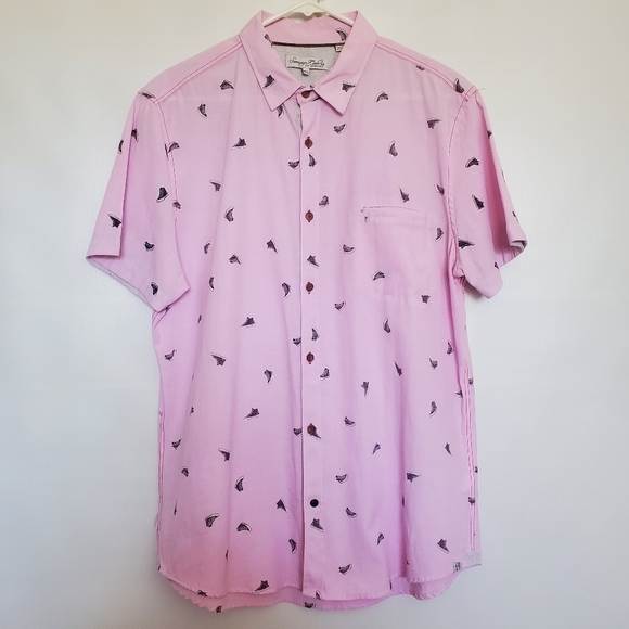SOVEREIGN CODE MENS SHIRT SLIMFIT PINK/LILAC CONVERSE STYLE SNEAKER PRINT (XL) - Picture 1 of 9